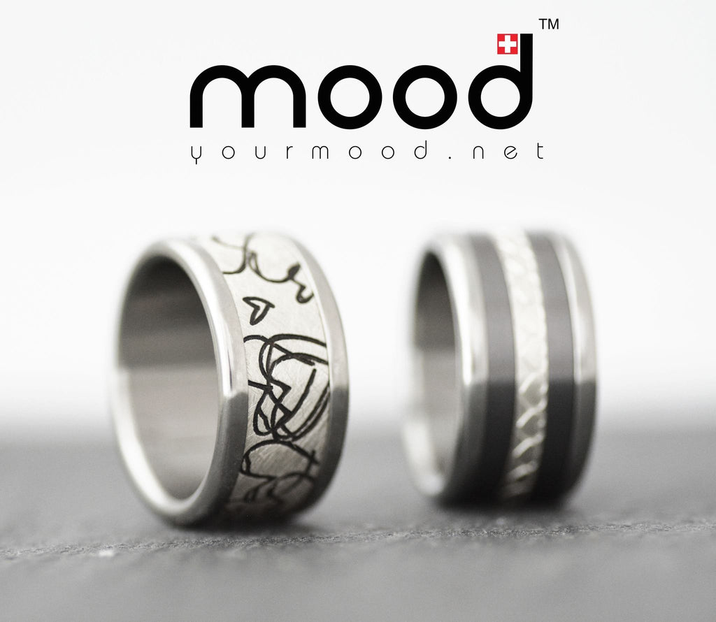 Addon argent brossé, "coeur en pagaille" - mood bague interchangeable - mood customizable ring -  swiss made 
