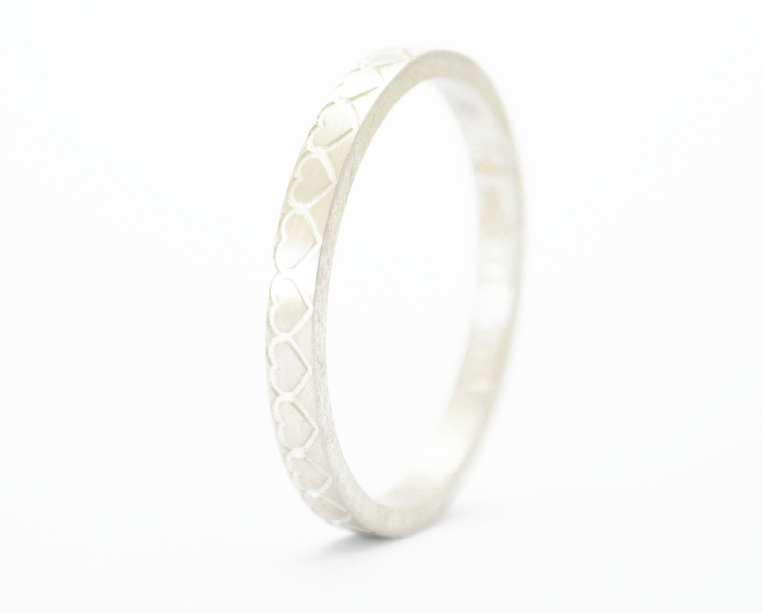 Addon medium argent gravé avec des coeurs - mood bague interchangeable - mood customizable ring -  swiss made 