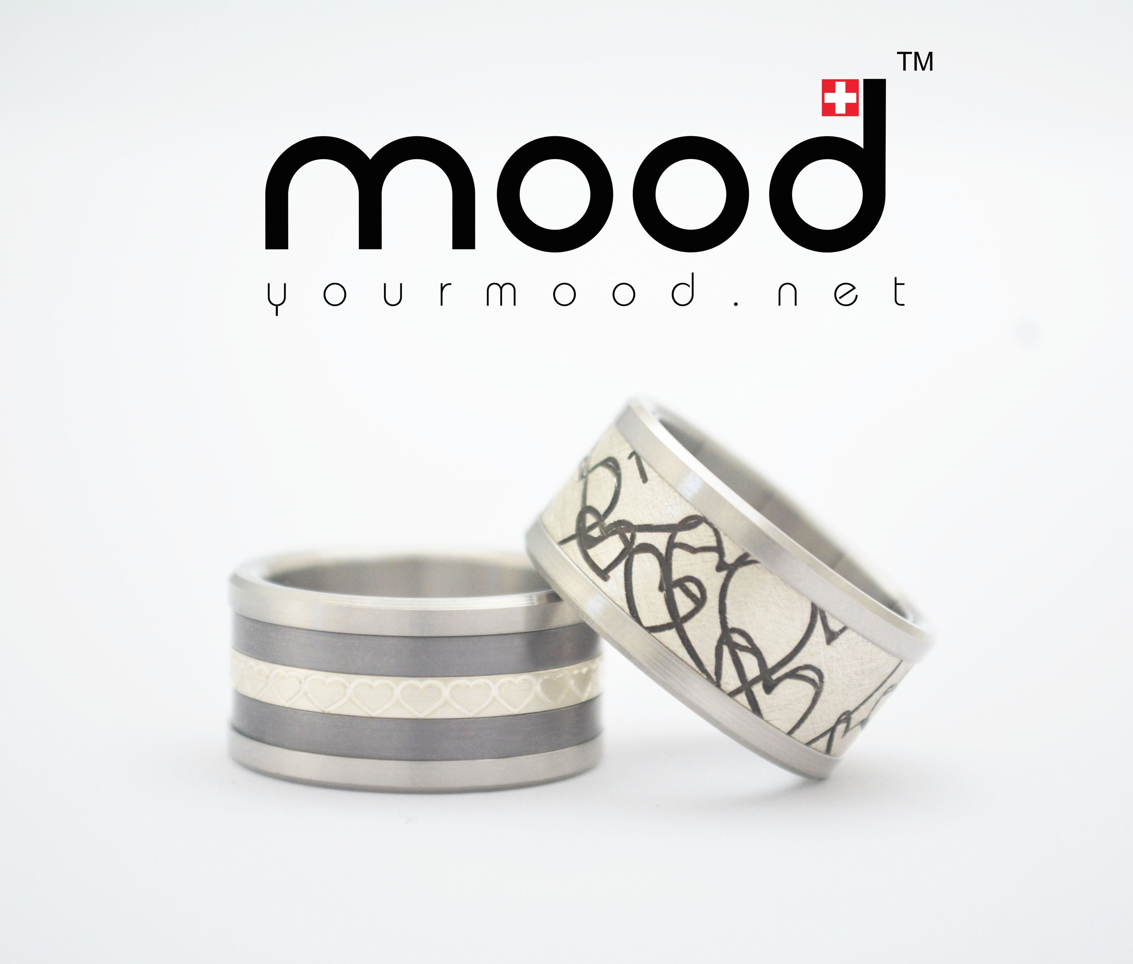 Addon argent brossé, "coeur en pagaille" - mood bague interchangeable - mood customizable ring -  swiss made 